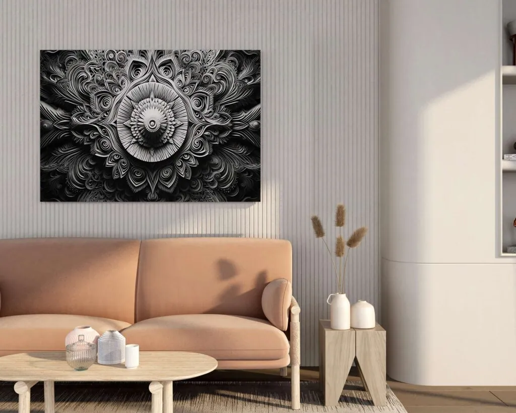 Carved Stone Motif Canvas Painting, photo 1 of 4