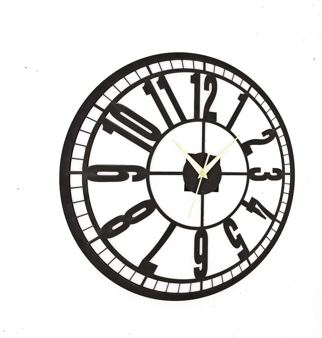 Black Cutout Round Wall Clock