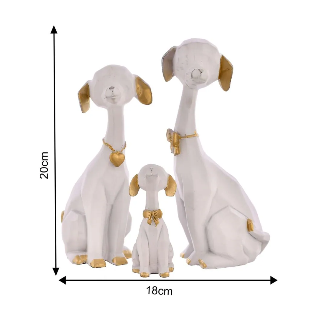 White Resin Dog Figurine Trio, photo 1 of 4