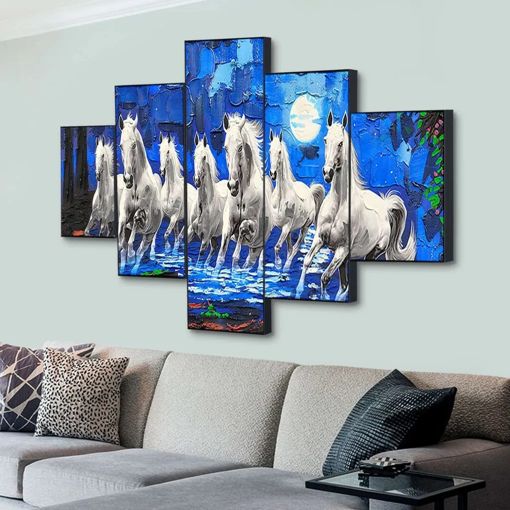 Galloping White Horses Wall Painting, photo 1 of 4