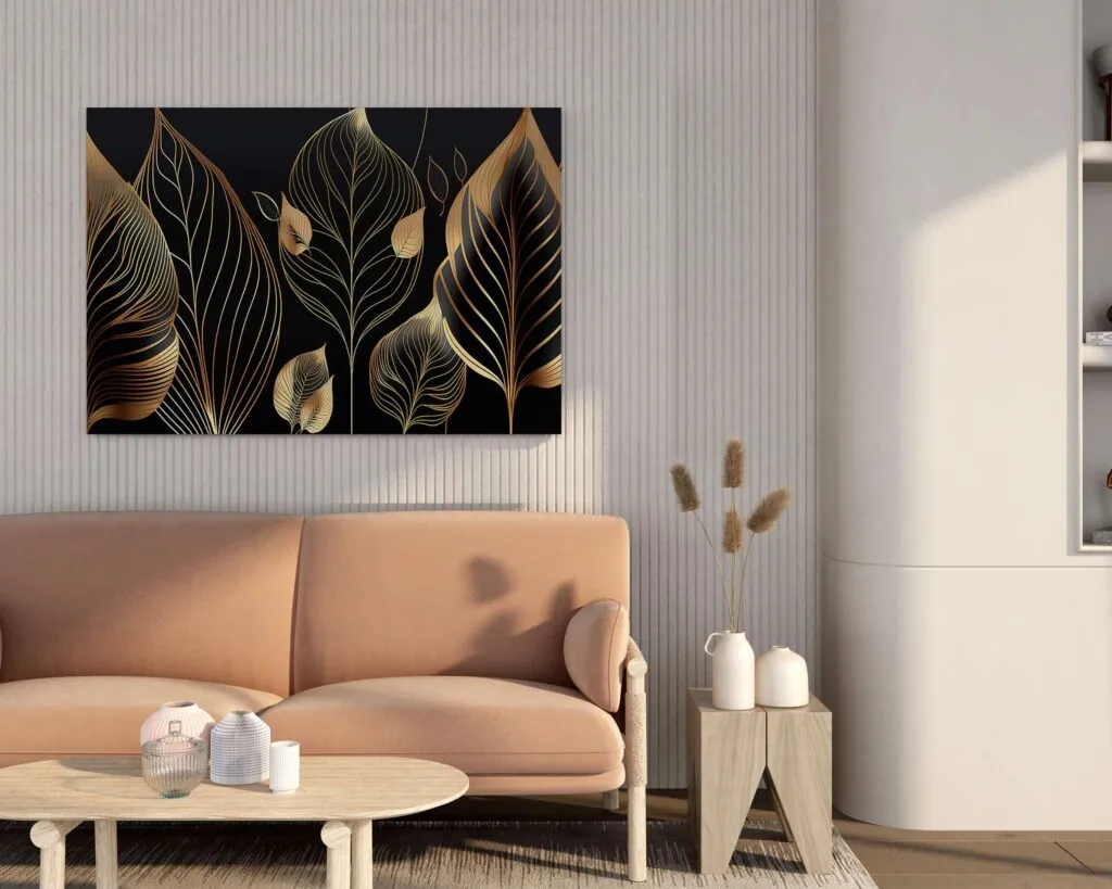 Abstract Gold Leaves Canvas Painting, photo 1 of 4