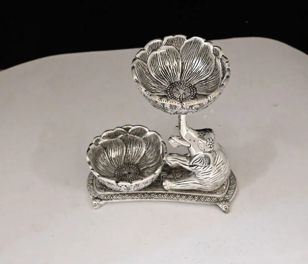 Elephant Sitting Double Dryfruit Bowl, photo 1 of 5