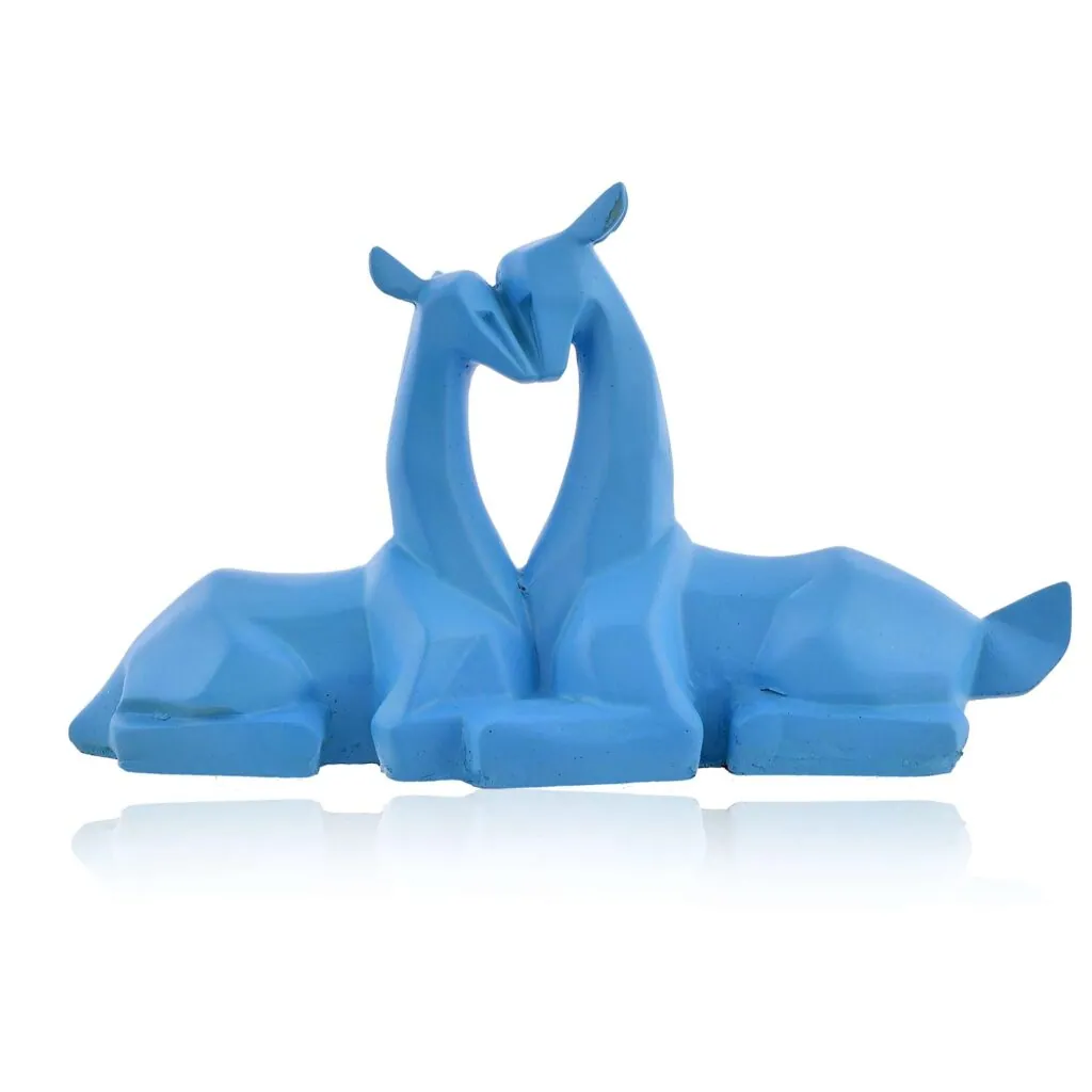 Geometric Blue Sitting Deer Pair, photo 1 of 4