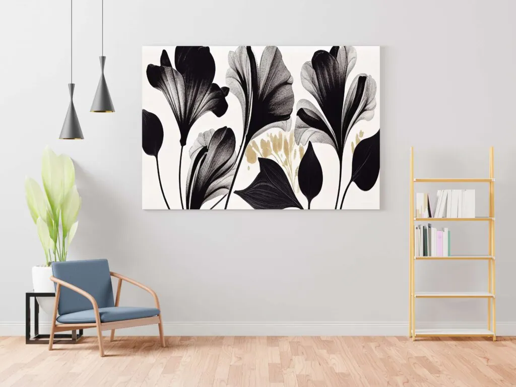 Monochrome Floral Canvas Painting, photo 1 of 4