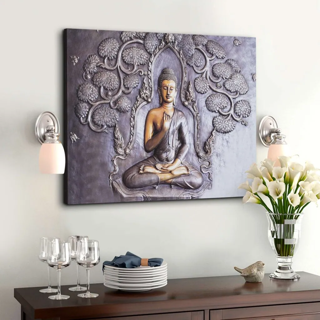 Stone Relief Buddha Canvas Painting, photo 1 of 4