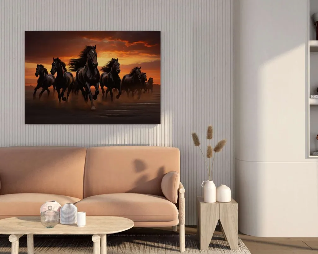 Running Dark Horses Canvas Painting, photo 1 of 4