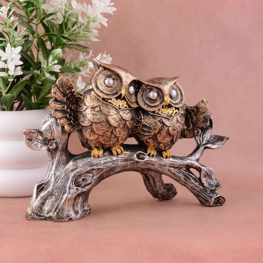 Bronze Resin Owl Pair Showpiece, photo 1 of 4