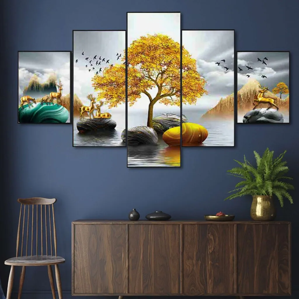 Golden Tree Waterscape Wall Painting, photo 1 of 4