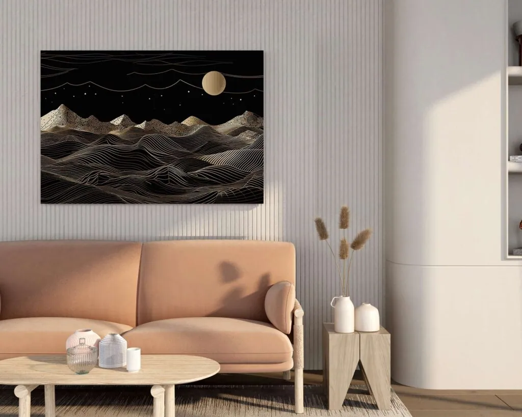 Moonlit Mountain Landscape Canvas Painting, photo 1 of 4