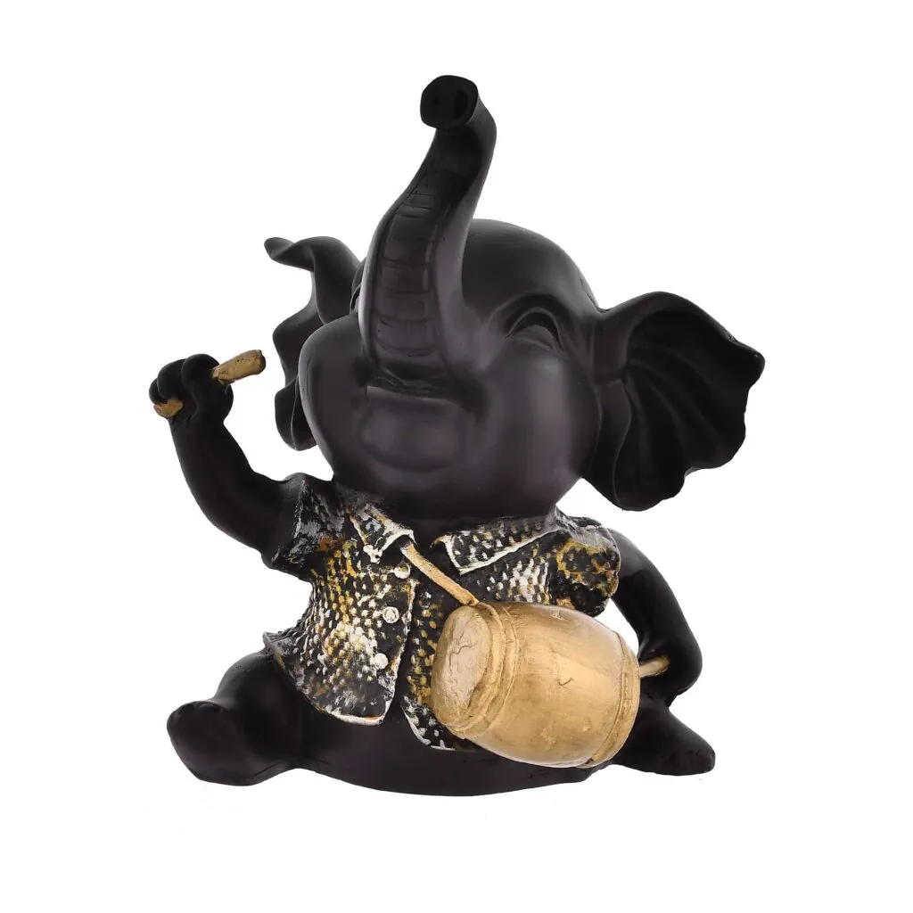 Dholak Playing Elephant Resin Figurine, photo 1 of 3