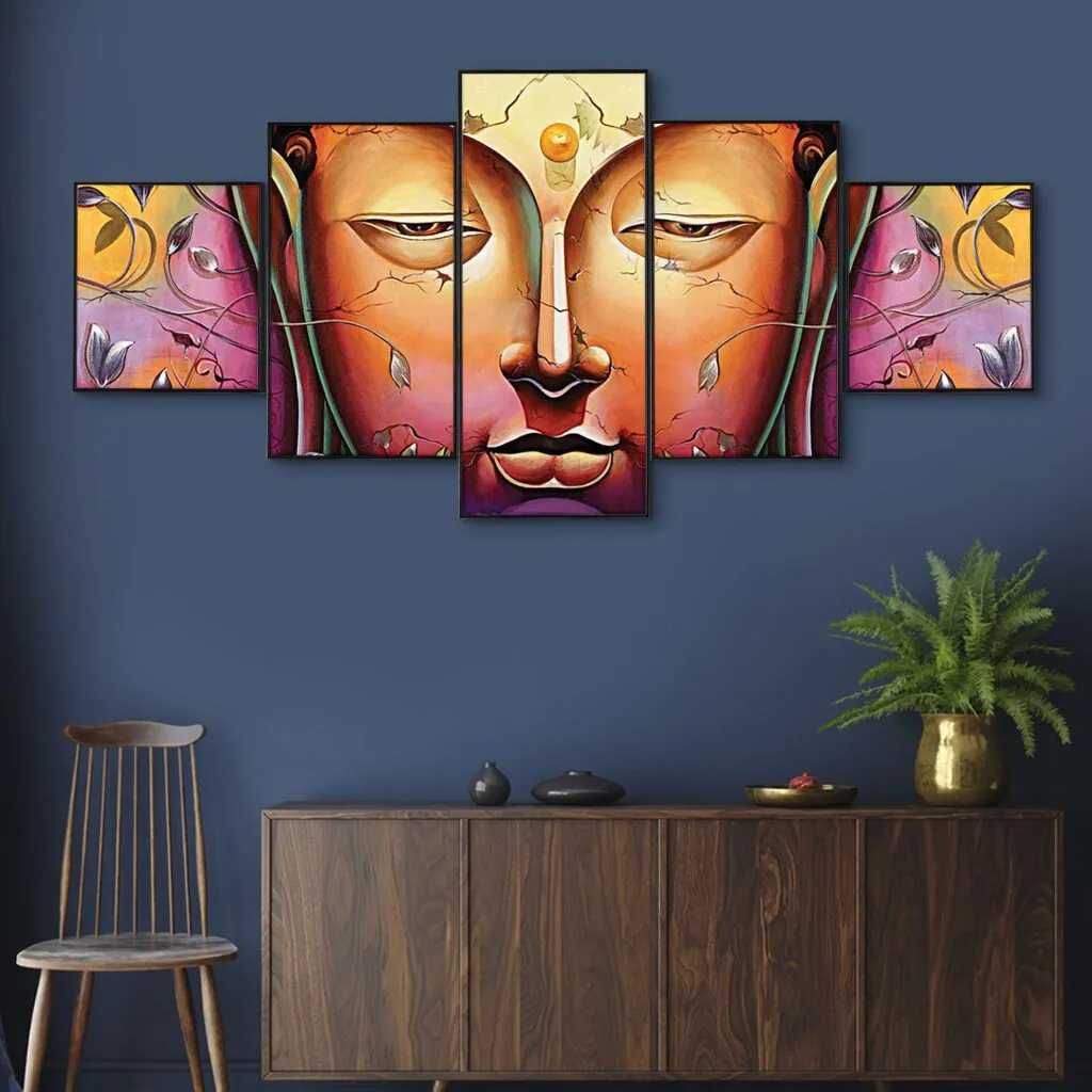 Buddha Face Multi-Panel Wall Painting, photo 1 of 4