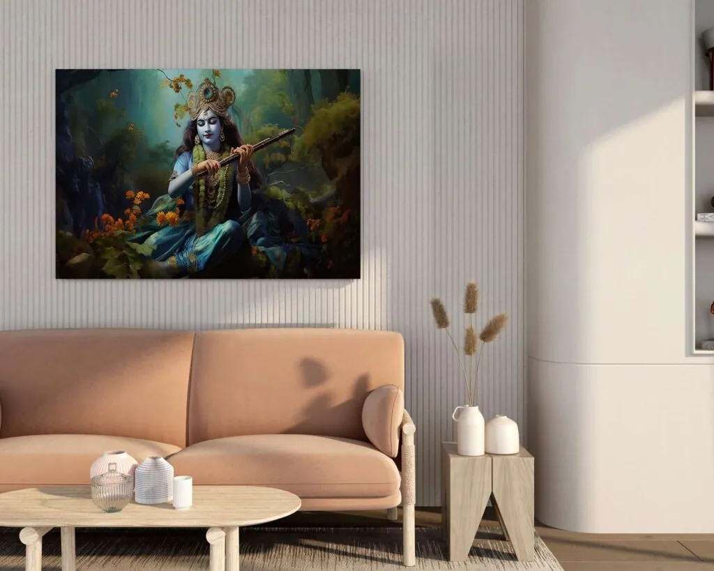 Lord Krishna Framed Canvas Painting, photo 1 of 4