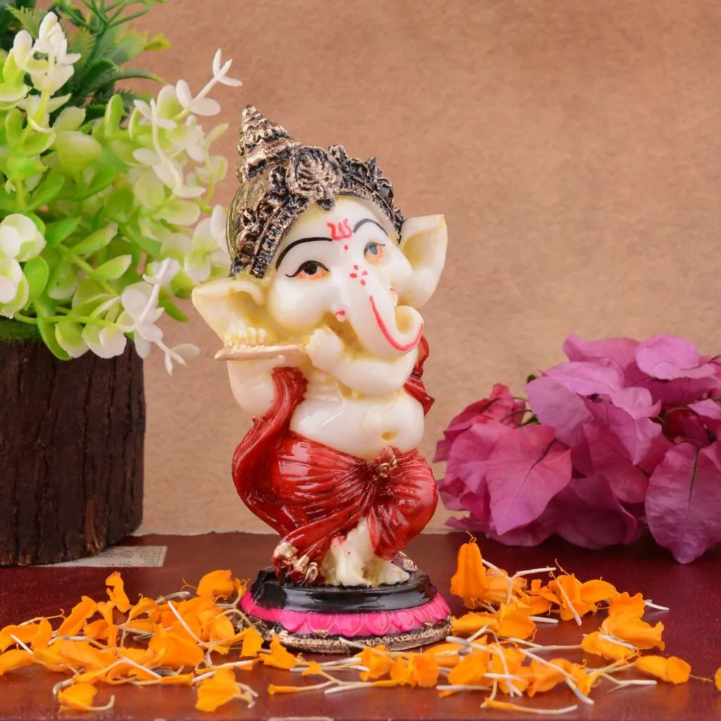 Flute Playing Ganesha Resin Idol, photo 1 of 4