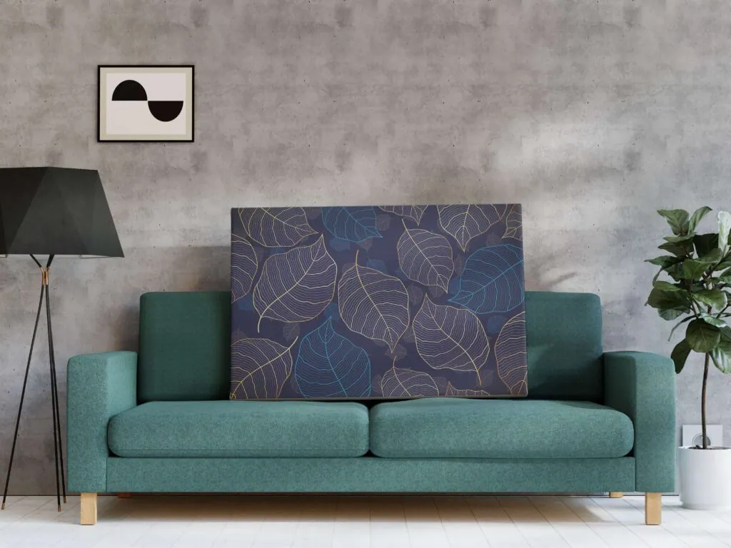 Blue Botanical Leaf Canvas Painting, photo 1 of 4