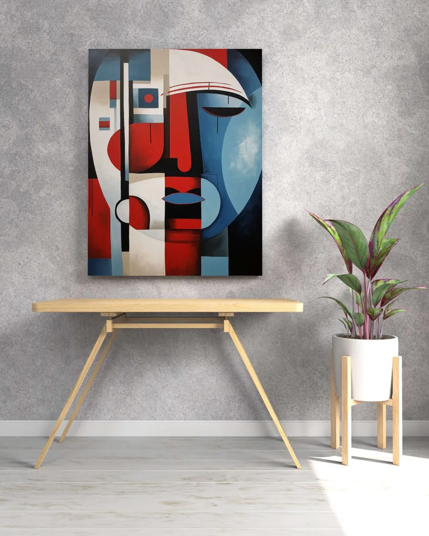 Geometric Abstract Face Canvas Painting, photo 1 of 4