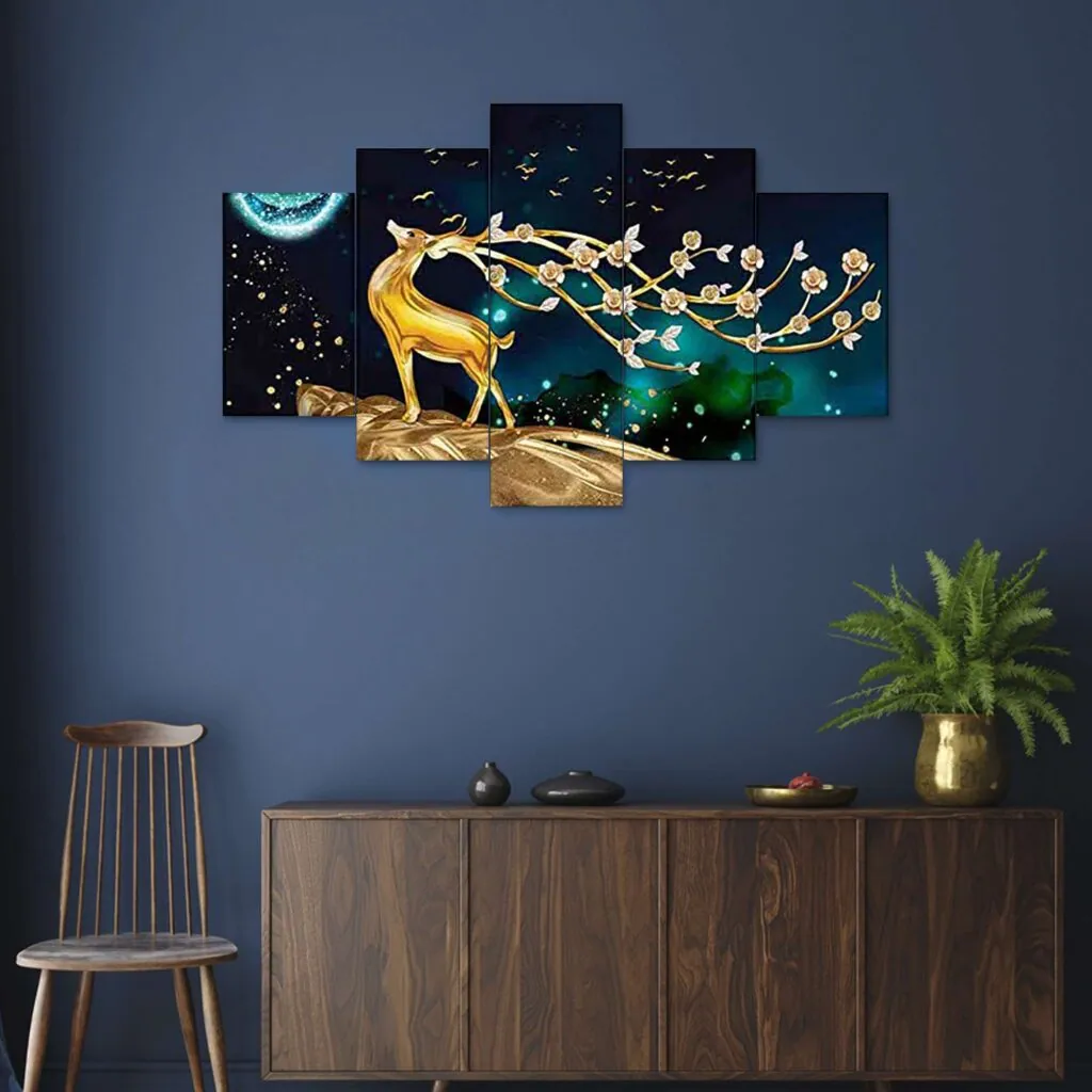Golden Deer Night Wall Painting, photo 1 of 4