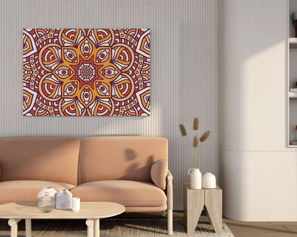 Orange Warm Mandala Canvas Painting, photo 1 of 4