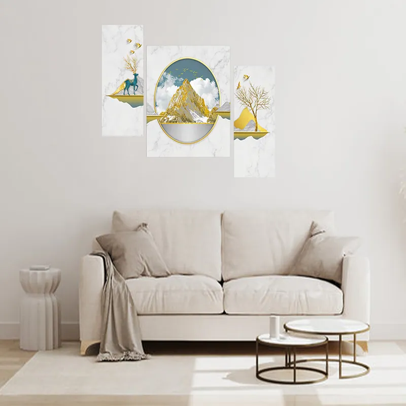 Mountain And Deer Wall Painting, photo 1 of 4