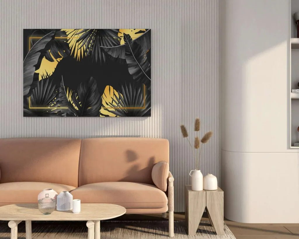 Gold Palm Leaves Canvas Painting, photo 1 of 4