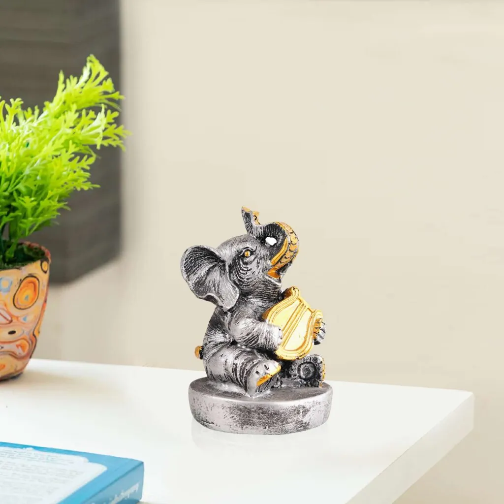 Resin Musical Elephant with Harp, photo 1 of 4