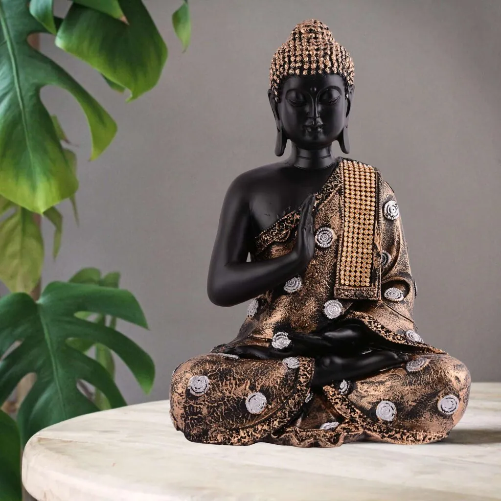 Black Meditating Buddha Resin Idol, photo 1 of 4