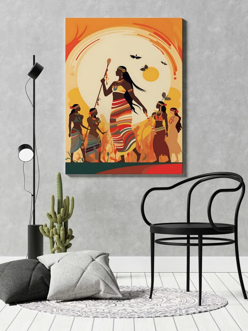 Tribal Women Canvas Painting, photo 1 of 4