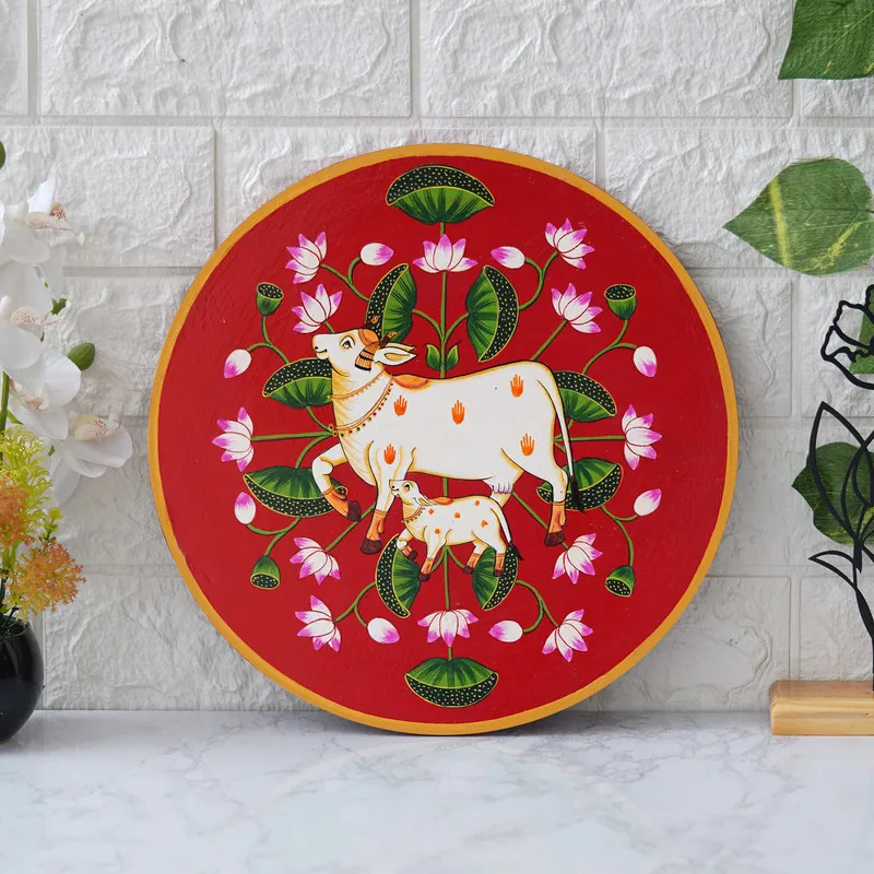 Cow And Calf Pichwai Plate, photo 1 of 4