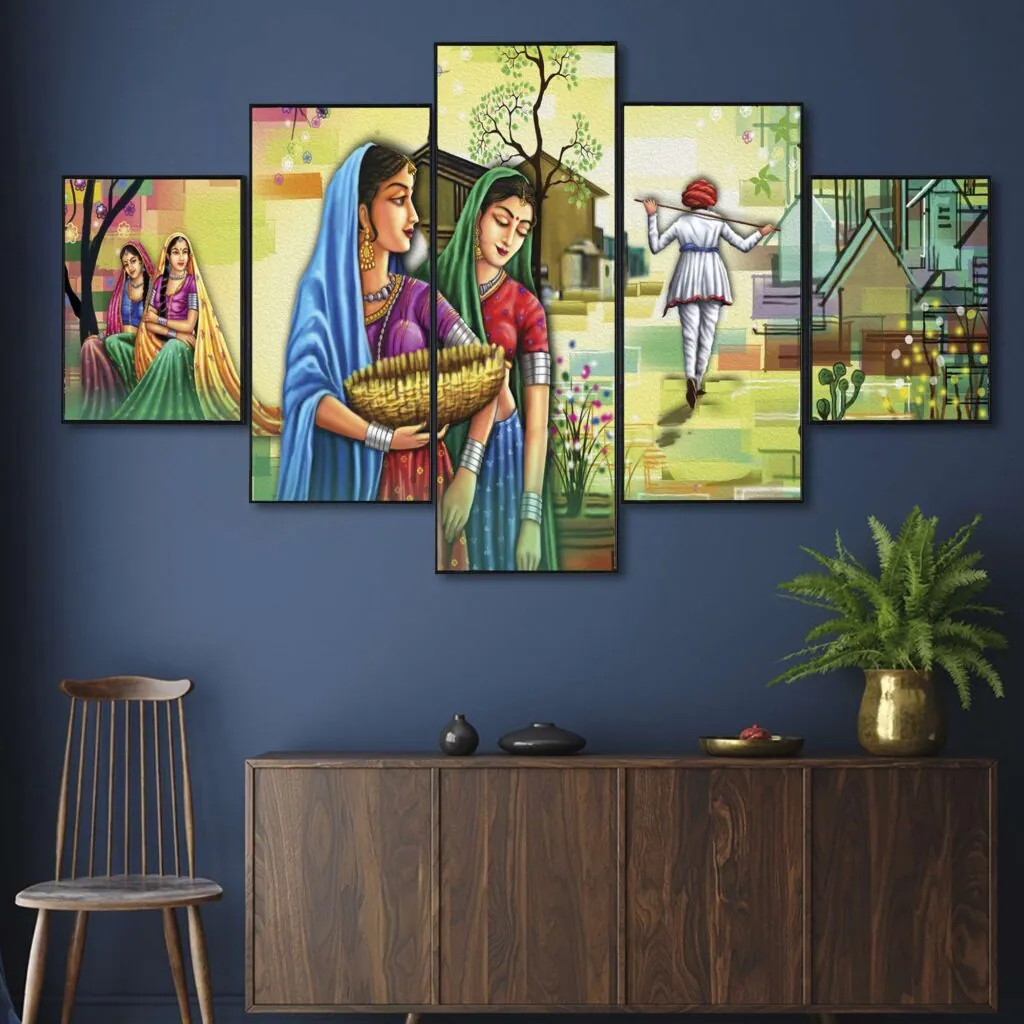 Rajasthani Village Life Wall Painting, photo 1 of 4