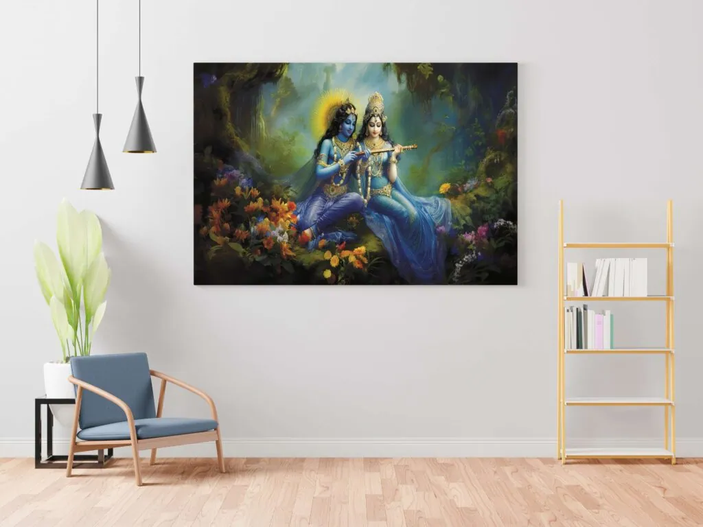 Radha Krishna Forest Canvas Painting, photo 1 of 4