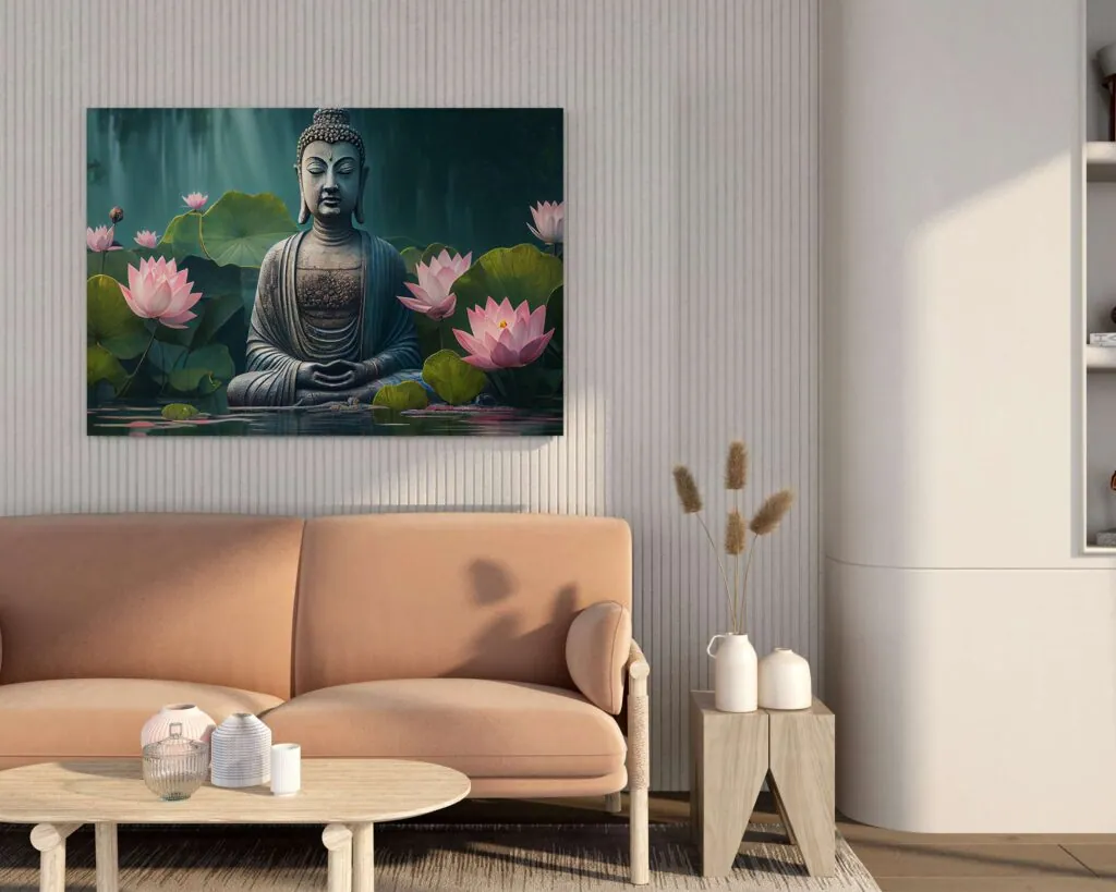 Meditating Buddha with Lotus Flowers, photo 1 of 4