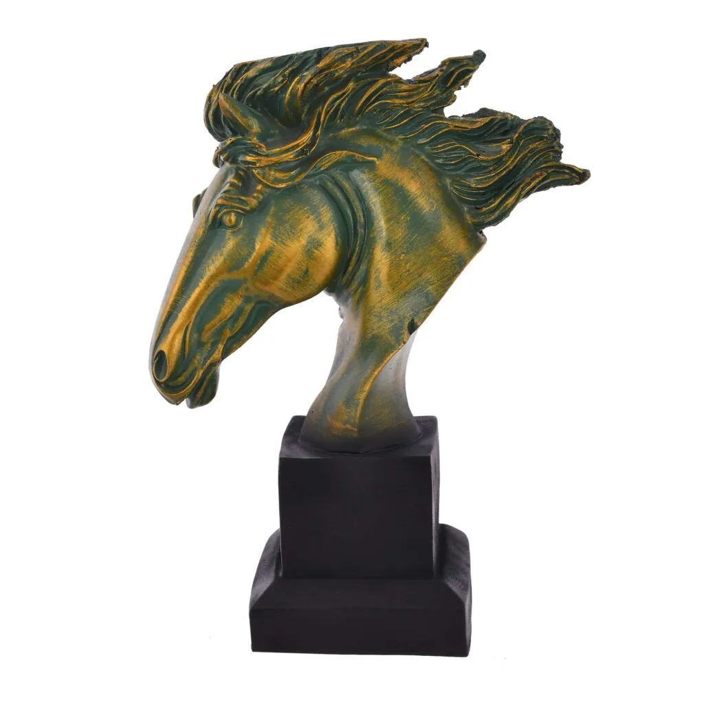 Green Patina Resin Horse Bust, photo 1 of 4