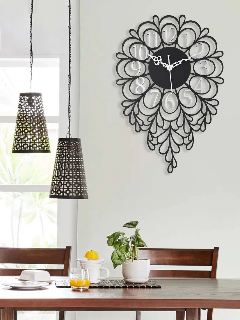 Black Teardrop Cutout Wall Clock, photo 1 of 3