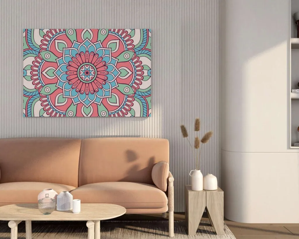 Pastel Floral Mandala Canvas Painting, photo 1 of 4