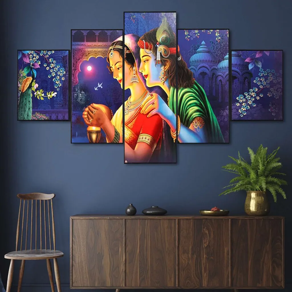 Radha Krishna Night Panel Painting, photo 1 of 4