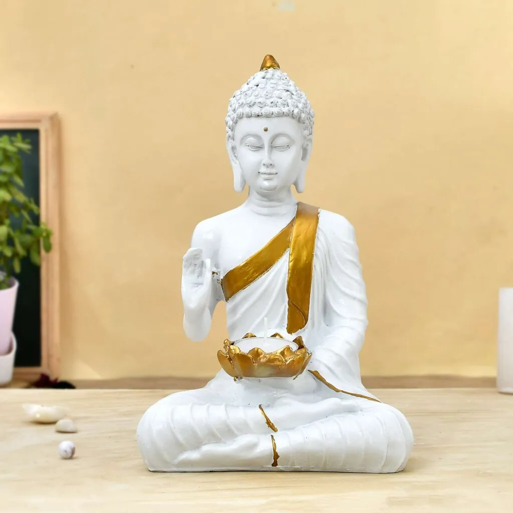 White Resin Buddha Idol, photo 1 of 4