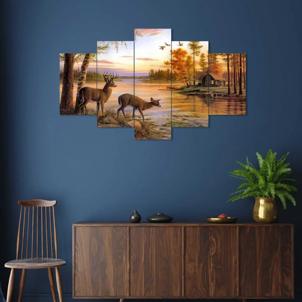 Deer by Lake Wall Painting, photo 1 of 4