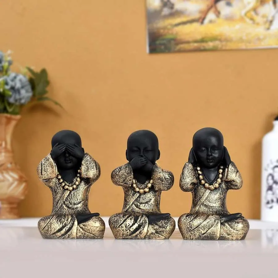 Resin Black Baby Monk Figurines, photo 1 of 4