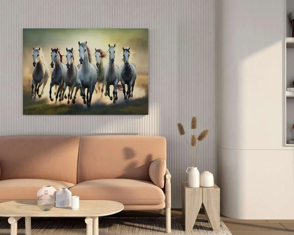 Running Horses Landscape Canvas Painting, photo 1 of 4