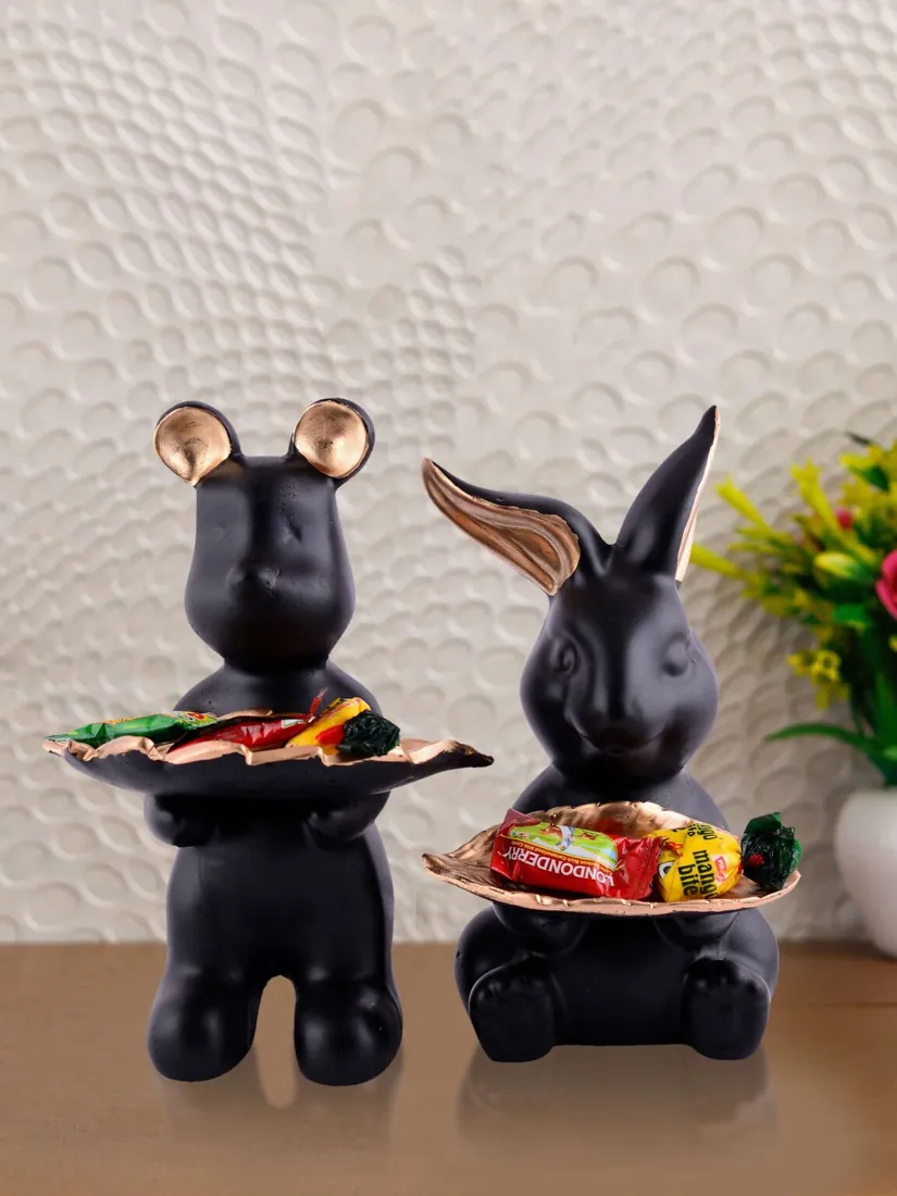 Black Rabbit Trinket Tray Figurines, photo 1 of 4