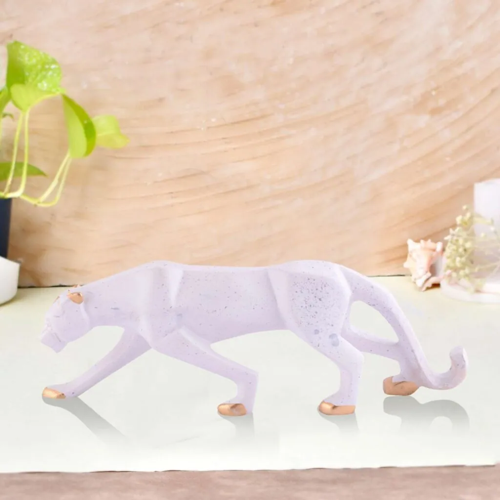 White Geometric Panther Resin Figurine, photo 1 of 4