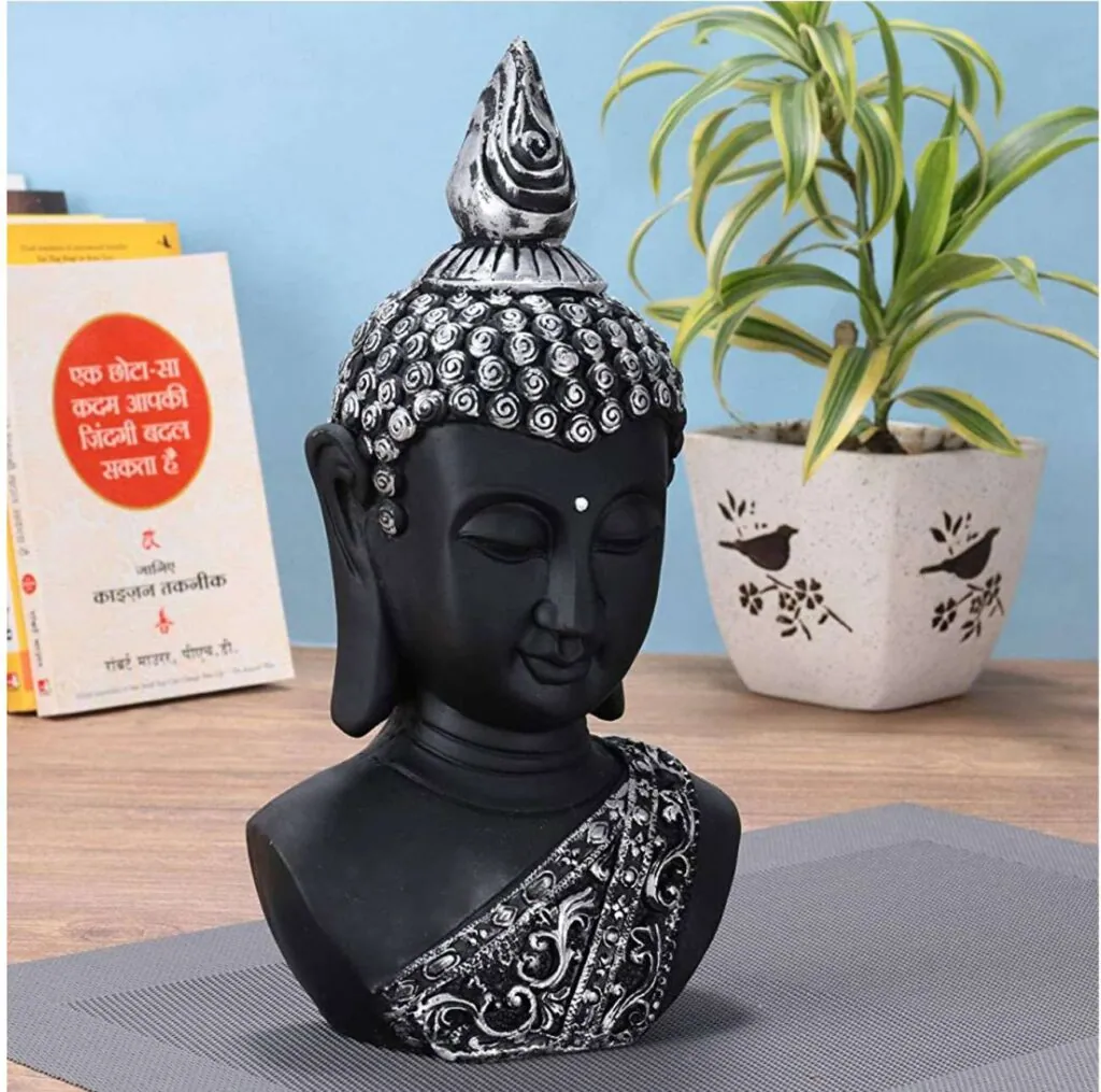 Silver Detailed Resin Buddha Bust, photo 1 of 4