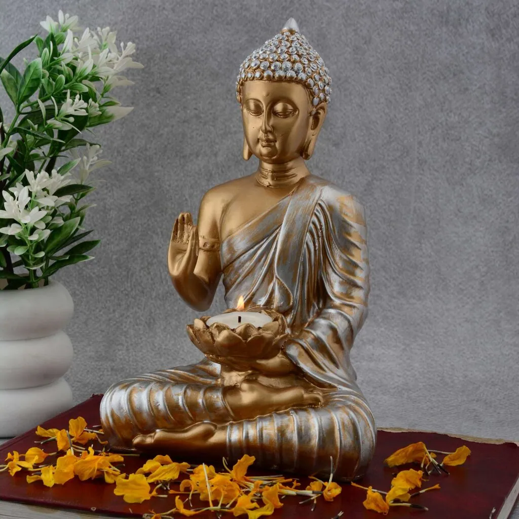 Bronze Resin Buddha Tealight Holder, photo 1 of 4
