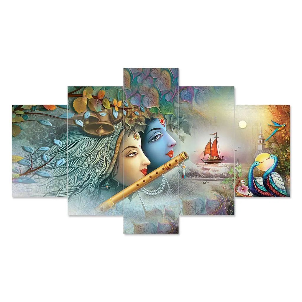 Radha Krishna Multi-Panel Wall Painting, photo 1 of 4