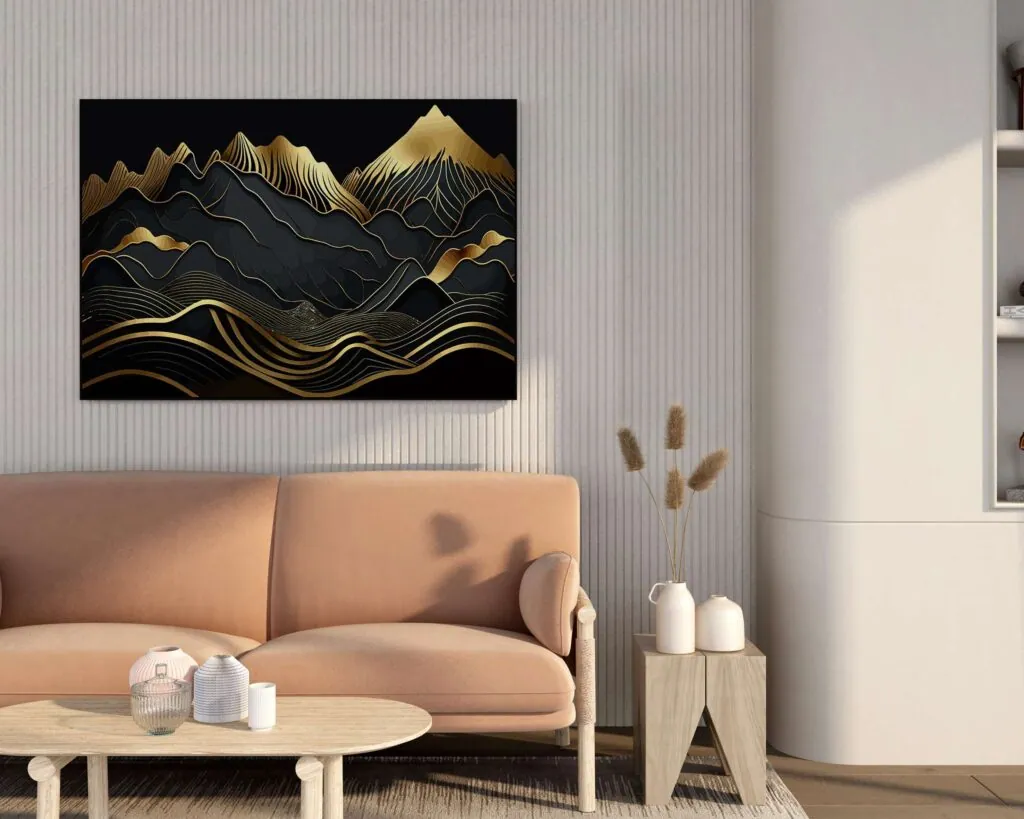 Black and Gold Mountain Canvas, photo 1 of 4