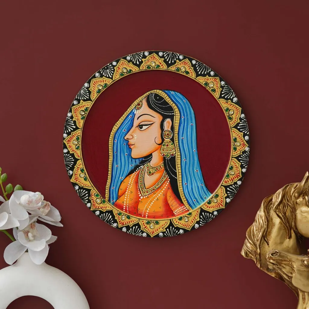 Rajasthani Woman Pichwai Wall Plate, photo 1 of 4