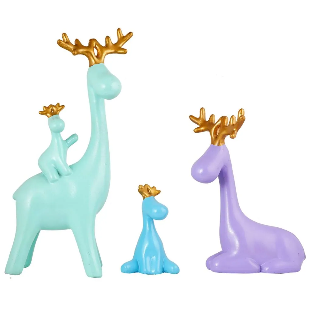 Pastel Resin Deer Family Figurines, photo 1 of 4