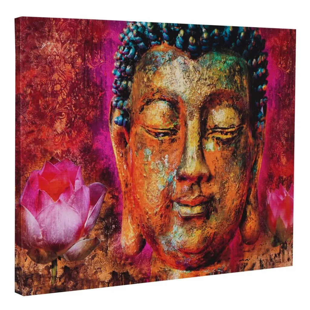 Colourful Buddha Face Canvas Painting, photo 1 of 4