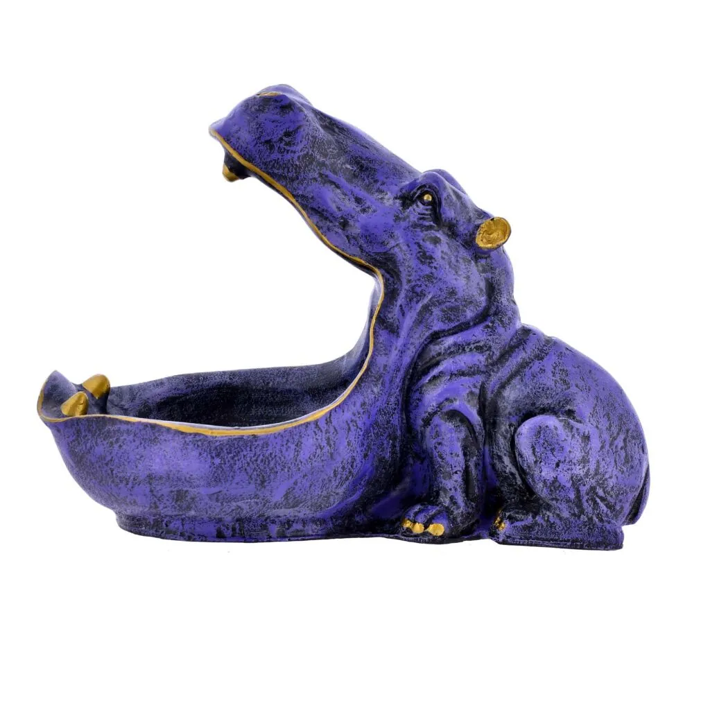 Purple Resin Hippo Bowl Figurine, photo 1 of 4