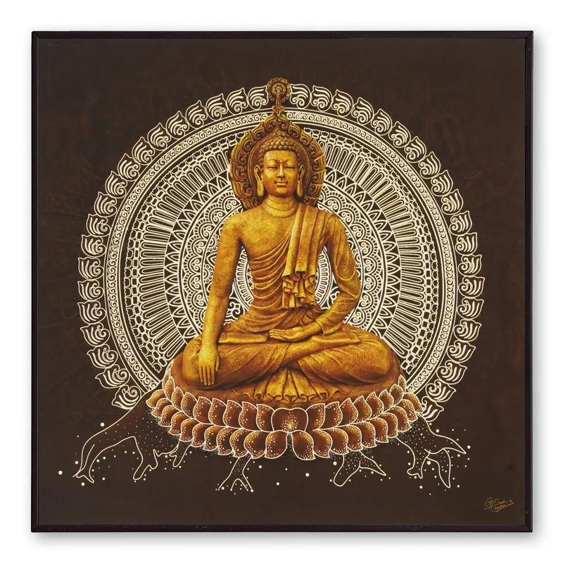 Meditating Buddha Foil Painting, photo 1 of 4