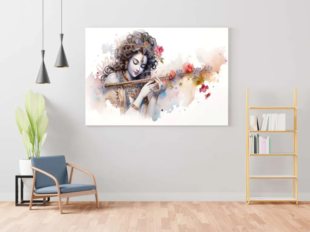 Lord Krishna Flute Canvas Painting, photo 1 of 4
